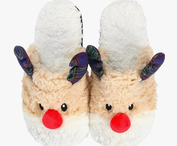 Cute Soft Plush Fur Non-Slip Cartoon Red and Green Christmas Reindeer Grinch House Slip on Slippers for Men and Women Kids