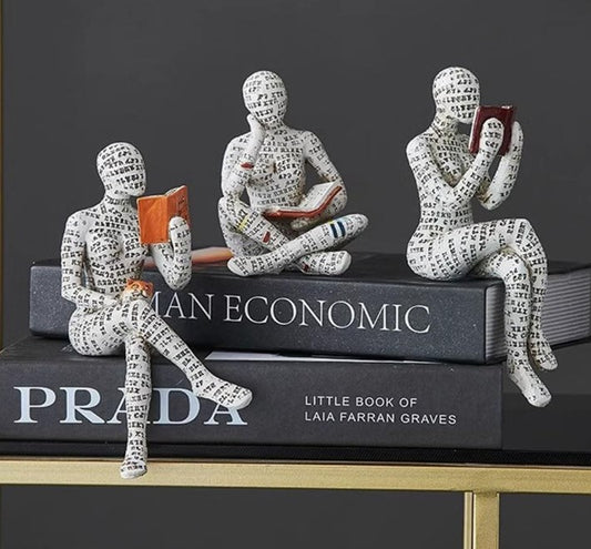 3 Pcs Reading Women Modern Abstract Thinker Figurine Statue for Bookshelf Bookends Room Table shelf Decor