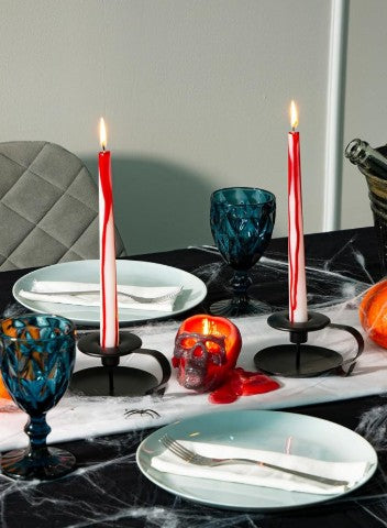 Fun Mutli-Color Red Black Skelton Blood Vibrant Wax Drip Taper Candles for Halloween Holidays Dining Table Bedroom Home Decor - 2- 4 Pack
