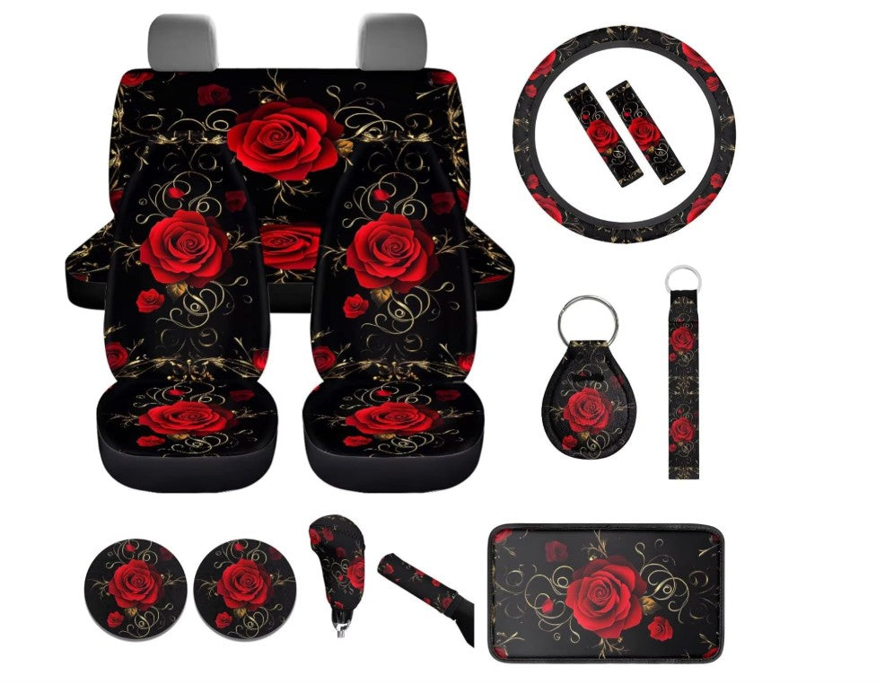 6 -24 Pack Leather Universal Front Back Auto Seat Waterproof Protectors Covers Sets with Matching Interior Accessories