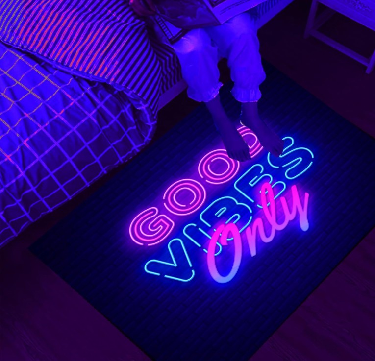 Unique Fun Design Floor Mat Carpet Bedroom Bathroom Home Decor Nonslip Absorbent Neon Rugs