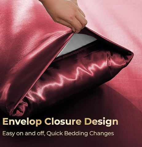 Satin Sheets King - 4 Pieces Luxury Soft Black Silky Bed Sheets Set with Pillowcases - Smooth Silk-Like Satin Fabric, Reinforced 14 Inches Pocket