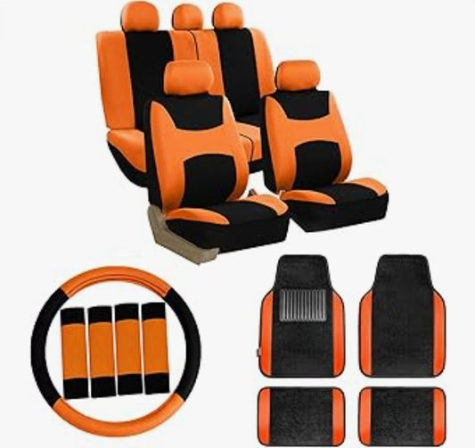 6 -24 Pack Leather Universal Pink Mushroom Black Bling Red Rose Orange Multicolor Front Back Auto Seat Waterproof Protectors Covers Sets with Matching Interior Accessories