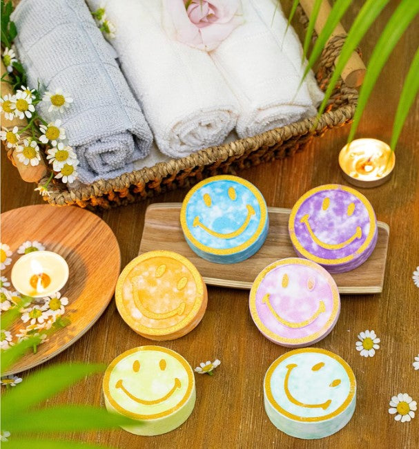 12 Pcs Smiley Face Scented Aromatherapy Shower Bath Bombs Steamer with Essential Oils for Body Restore and Stress Relief