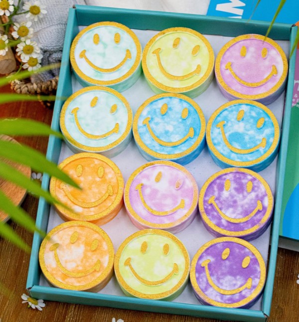 12 Pcs Smiley Face Scented Aromatherapy Shower Bath Bombs Steamer with Essential Oils for Body Restore and Stress Relief