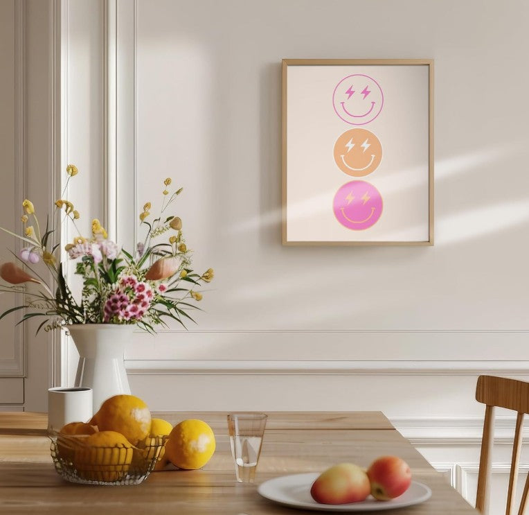 Funny Positive Smiley Face Bathroom Living Room Bedroom Wall Decor Black and White Wall Art Poster Bad Smell Humorous Guest Toilet Picture Print Painting Modern Minimalistic Bathroom Sign Unframed