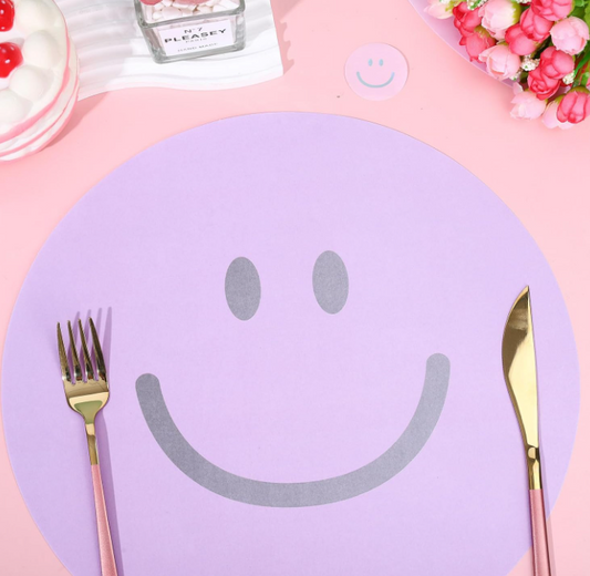 Smiley Happy Disposable Decorative Face Paper Placemats for Home Kitchen Birthday Weddings Parties 40 Pack