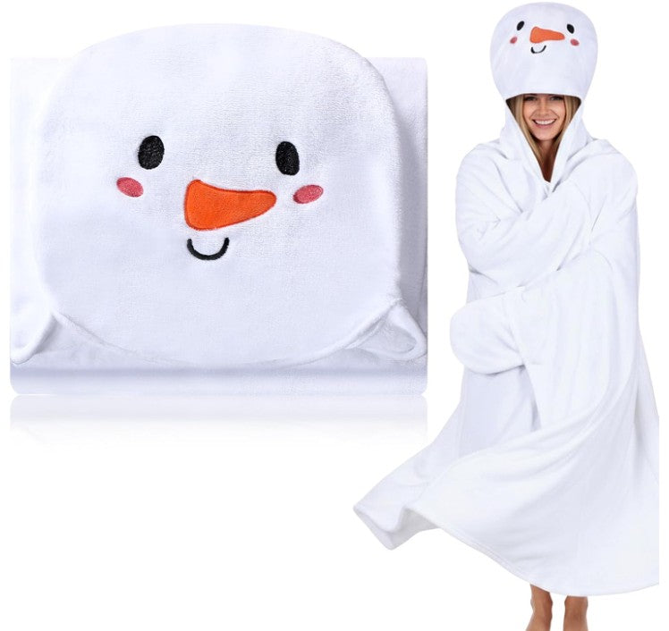 Santa Blanket Christmas Wearable Throw Blanket Adult Oversize Hoodie Flannel Wrap Christmas Throw Gift for Women Men