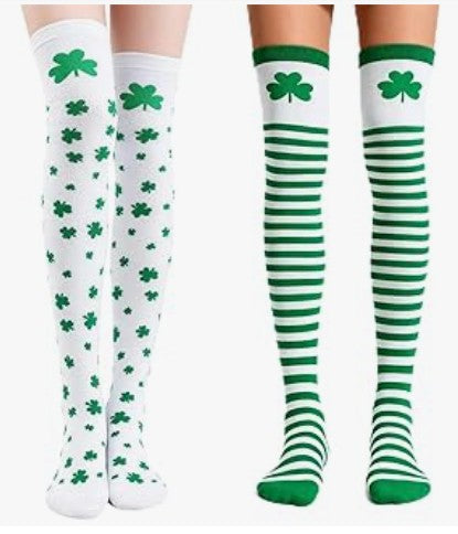 Warm Soft Novelty Winter Green St Patrick's Day Socks for Men Women and Teens Crew Long Socks for Holidays, Birthday Gift