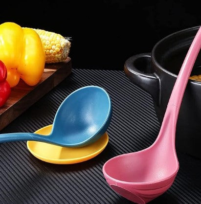 Swan Shaped Soup Ladle Kitchen Spoon White Black Pink Blue Design with Resting Holder