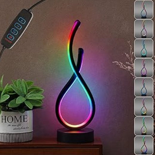 Modern LED Creative Remote Voice Control Touch Dimmable RGB Black White Gold Spiral Music Note Desk Bedroom Living Room Modern 3 Setting Color Night Light Table Lamp