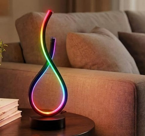 Modern LED Creative Remote Voice Control Touch Dimmable RGB Black White Gold Spiral Music Note Desk Bedroom Living Room Modern 3 Setting Color Night Light Table Lamp