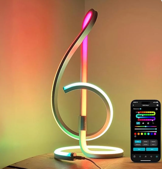 Modern LED Creative Remote Voice Control Touch Dimmable RGB Black White Gold Spiral Music Note Desk Bedroom Living Room Modern 3 Setting Color Night Light Table Lamp