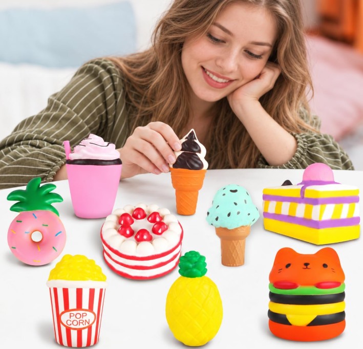 Squishy Toys Cube Bulk Toys Slow Rising Balls Cubes Butter Variety Food Pack Cats for Adults Kids Toys for Party Favors Classroom and Work