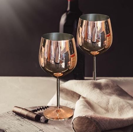 Stainless Steel Metal Liquor Bottle Spouts with Stemmed Wine Cocktail Glass Sets