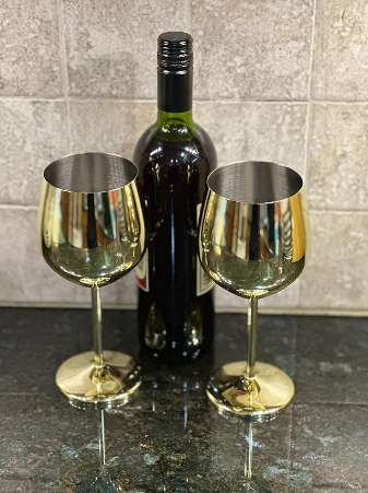 Stainless Steel Metal Liquor Bottle Spouts with Stemmed Wine Cocktail Glass Sets