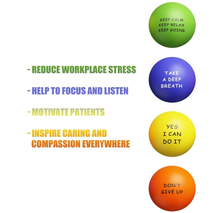 Motivational Stress Relief Balls for Kids and Adults with Quotes 4 Pack