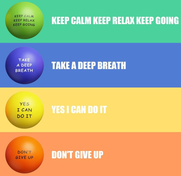 Motivational Stress Relief Balls for Kids and Adults with Quotes 4 Pack