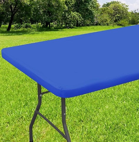 Elastic Fitted Flannel Backed Vinyl Waterproof Wipeable Rectangle Tablecloth for 6ft Folding Tables Indoor Outdoor Picnic Parties and Camping