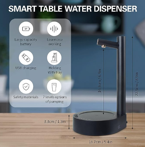 Smart Universal Portable Desktop Water Pump Dispenser with Rechargeable Battery