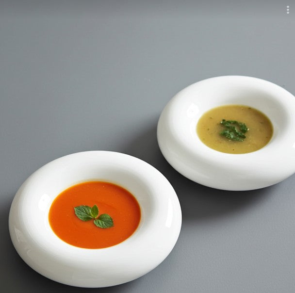 Artistic Conception Insulated Fun Round Thick Black White Ceramic Porcelain Dish Soup Ceral Bowls