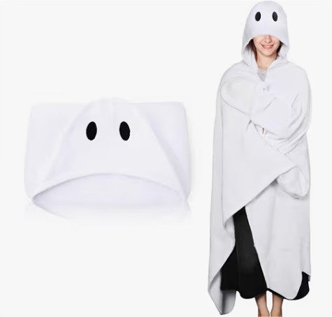 Wearable Hooded Animal Bigfoot Bat Pumpkin Ghost Black Cat Sloth Lama Penguin Design Blanket for Halloween Costumes Cosplay Adults Kids Soft Warm Fleece Sherpa Hoodie Throw Winter Linen Fleece Cozy Plush Animal Cape for Birthday  Holidays