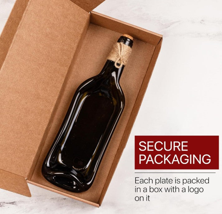 Unique Black Melted Wine Bottle Shaped Shaped Glass Serving Party Food Cheese Fruit Tray Platters for Partys