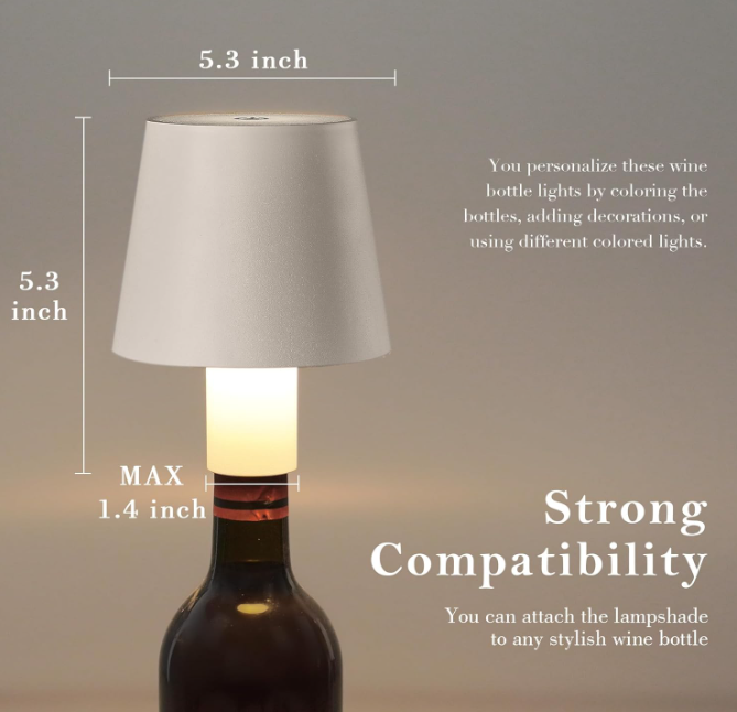 Creative Portable Dimmable Wireless Wine Liquor Bottle Touch Desk Lamp with Color Lights