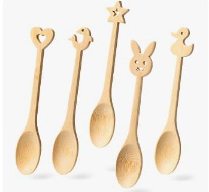 Multipurpose Smiley Heart Face Guitar Music Animals Golf Cats Cherry Wood Cast Scraper Wooden Spoons for Cooking 5 Piece Spatula Set