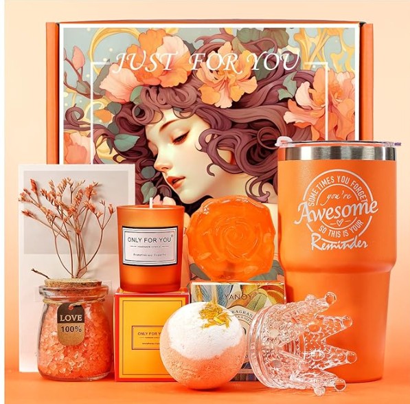 Spa Lavender Rose Natural Chamomile Scented Candle Mask Blanket Socks Notebook Soaps Salt Wine glass Jewelry Skin Care Gift Basket Set for Birthday Mothers Fathers Day Anniversary Birthday loved One SPA Gift