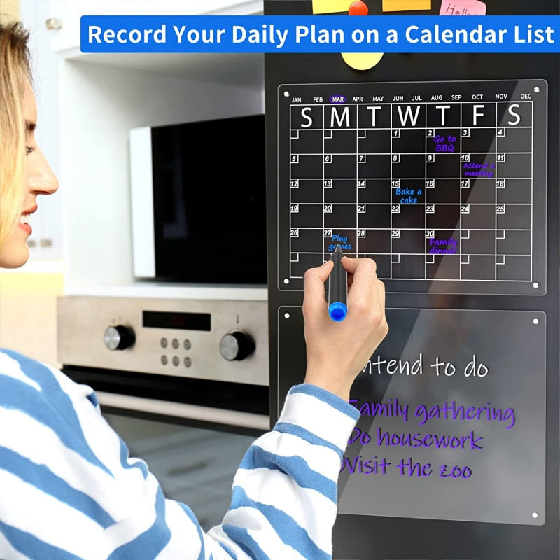 Acrylic Magnetic Clear Transparent Daily Weekly Monthly Dry Erase Board Calendar