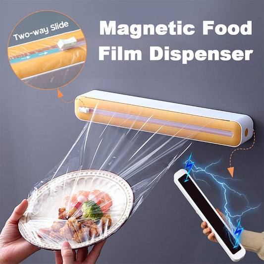 Magnetic Refillable Plastic Wrap Dispenser with Cutter Aluminum Foil Plastic Wax Parchment Paper Dispenser